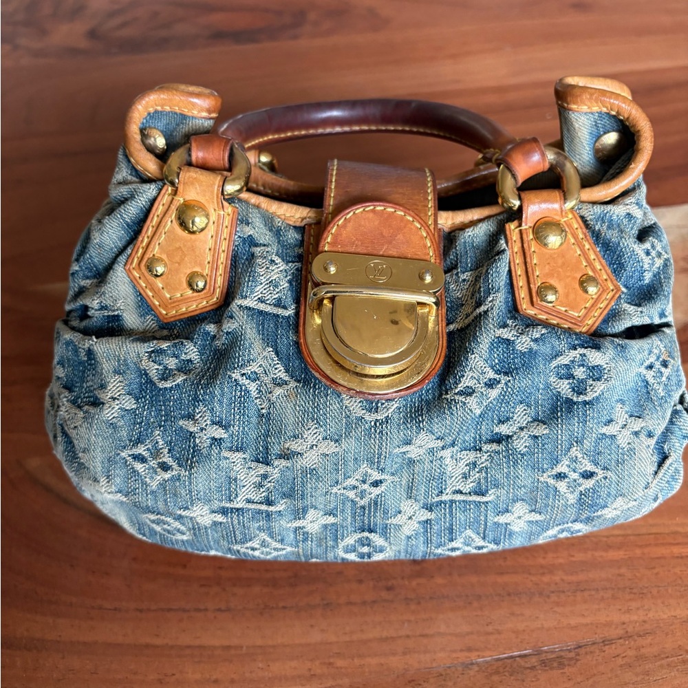 Louis Vuitton Denim Mini Bag with Gold Accents